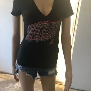 Hurley shirt & Machine jean shorts